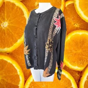 Vintage Bonnie and Bill Leaf Design Button Up Cardigan‎ Size XL